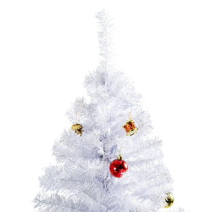 Homcom 6FT Artificial Christmas Tree with Metal Stand Decorations Home Seasonal Elegant Faux White