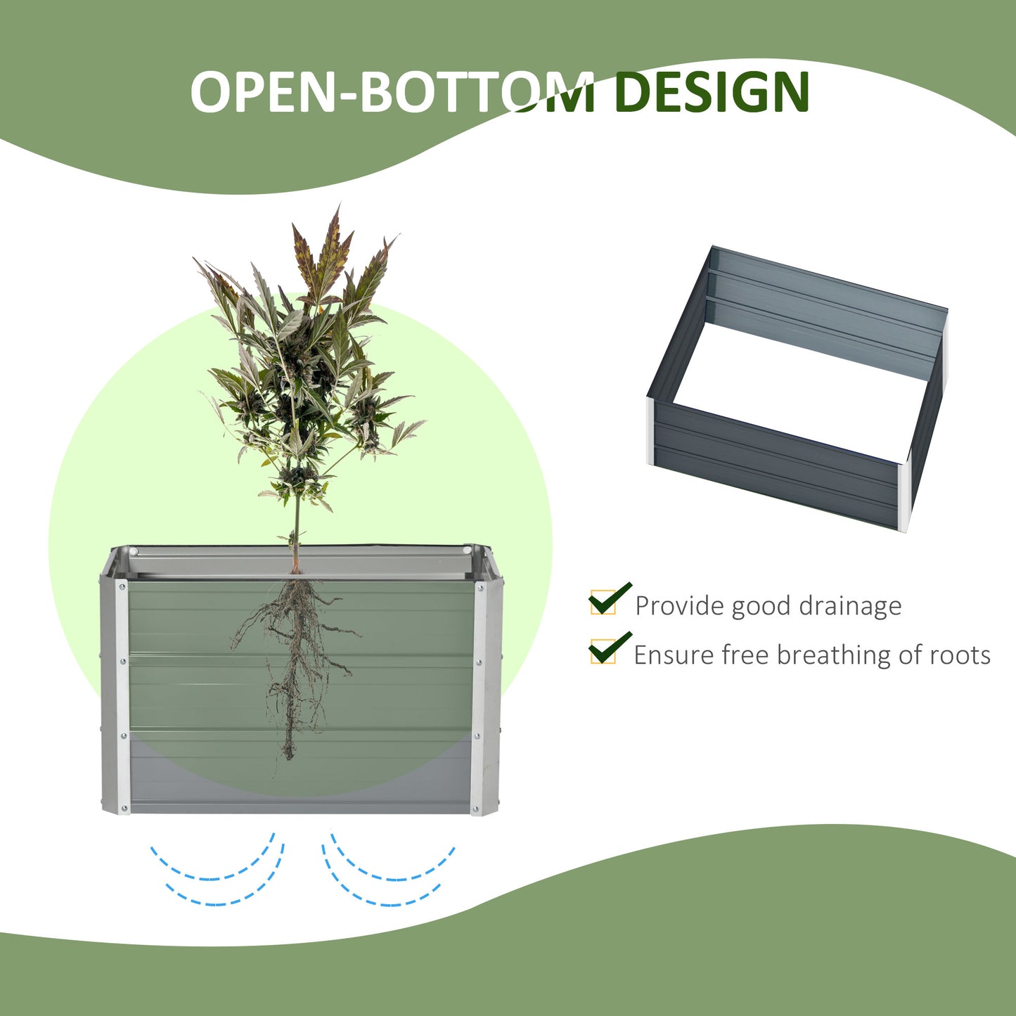 Outsunny Raised Garden Bed Elevated Metal Planter Box for Vegetables