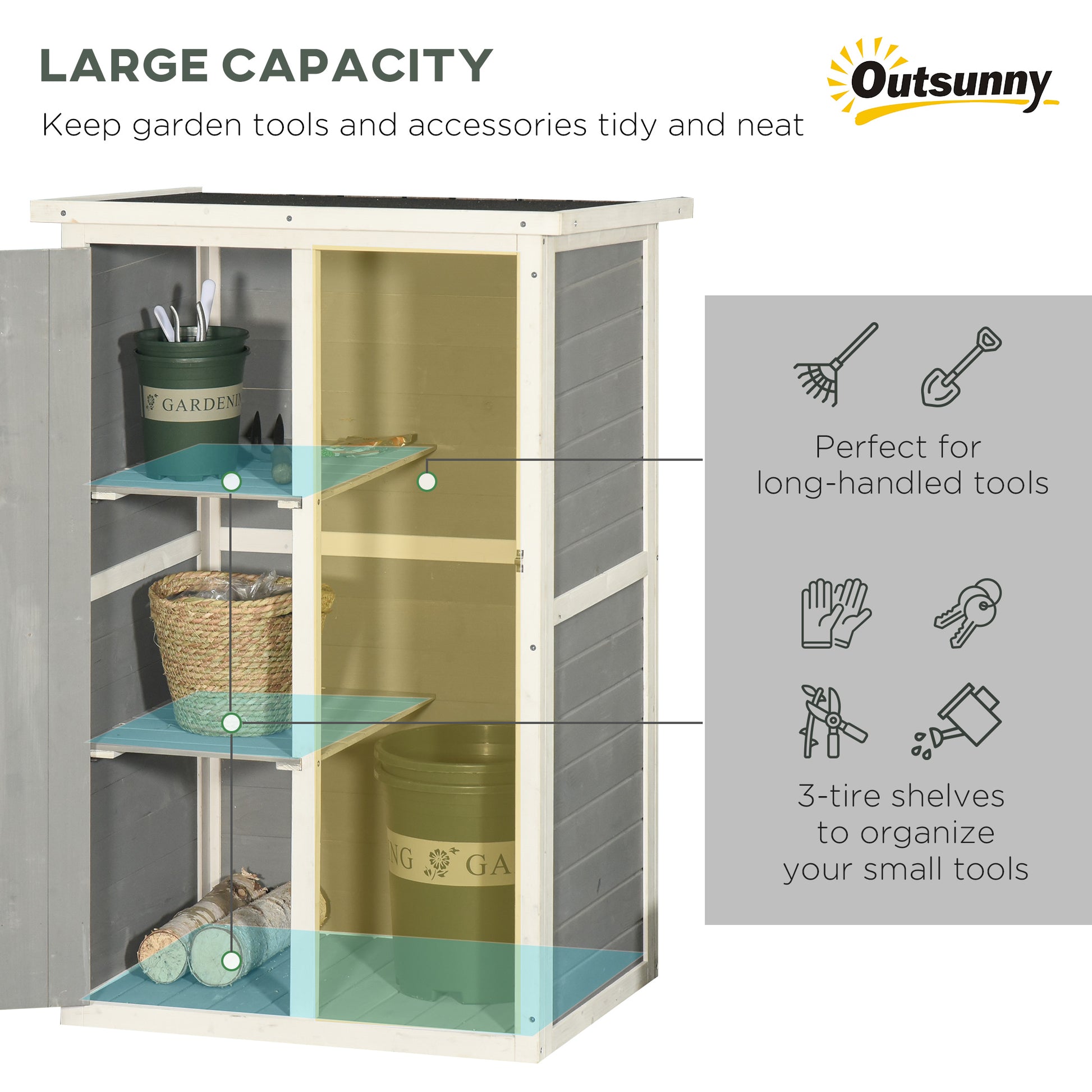 Standard 75cm Single Door Pent Garden Store With Shelves Fir Wood Grey by Steadfast