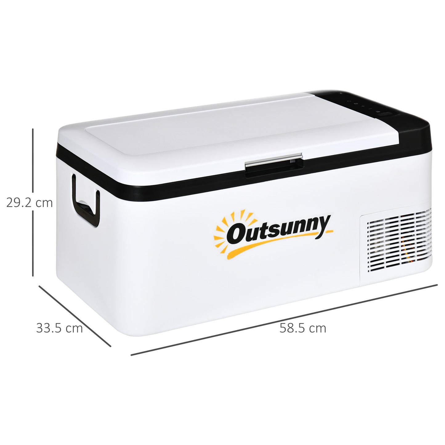 Outsunny 12V Car Refrigerator w/ LED Light & Foldable Handles