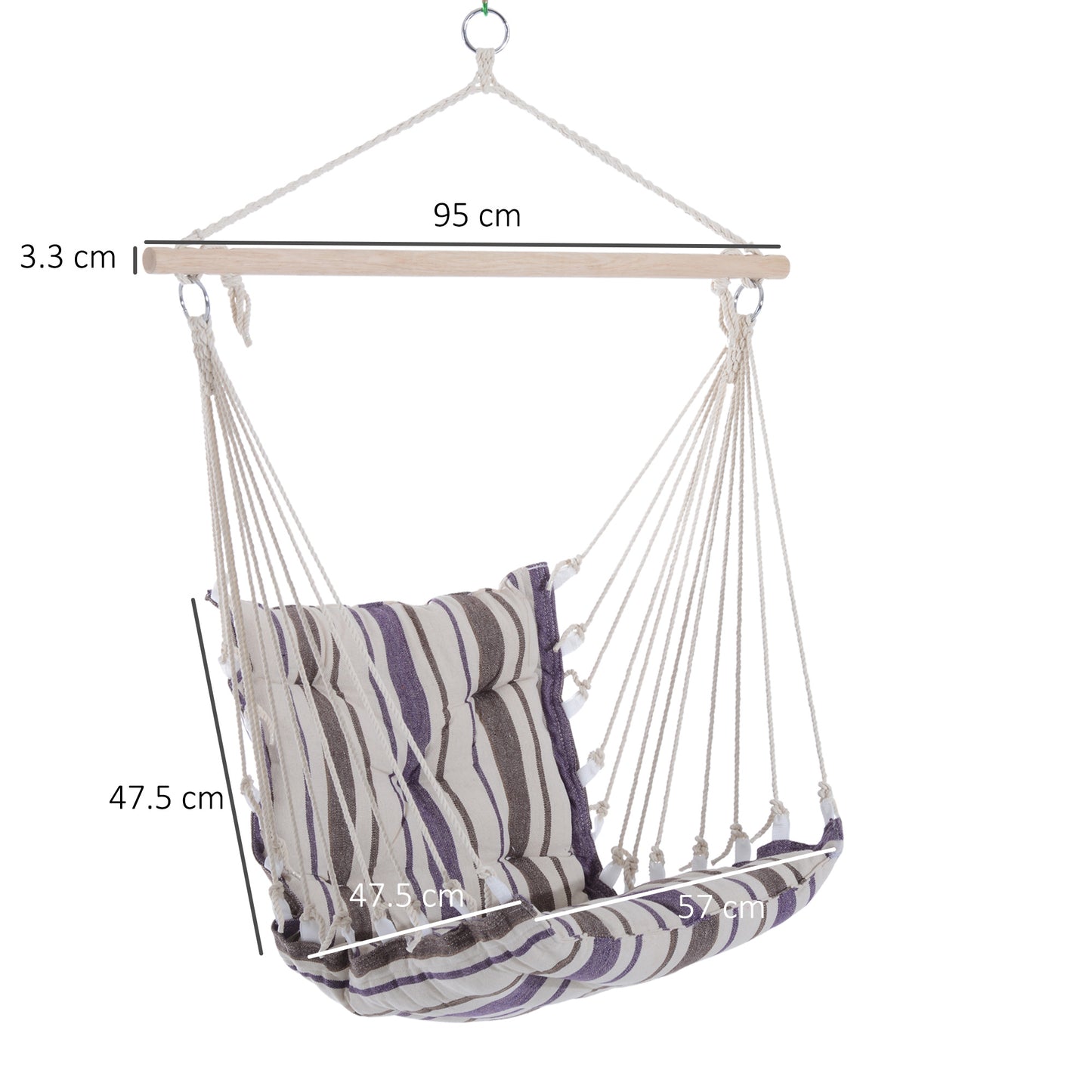 Outsunny Outdoor Hanging Rope Chair with Soft Padded Seat & Backrest