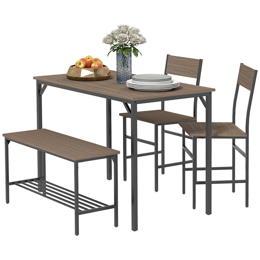 Four-Piece Dining Set, With Table, Chairs and Bench-0