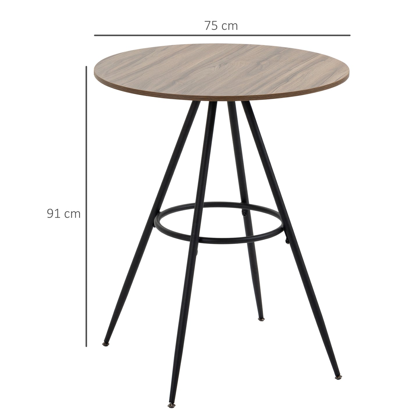 Homcom Round Counter Bistro Bar Table with Fixed Tabletop and Steel Legs