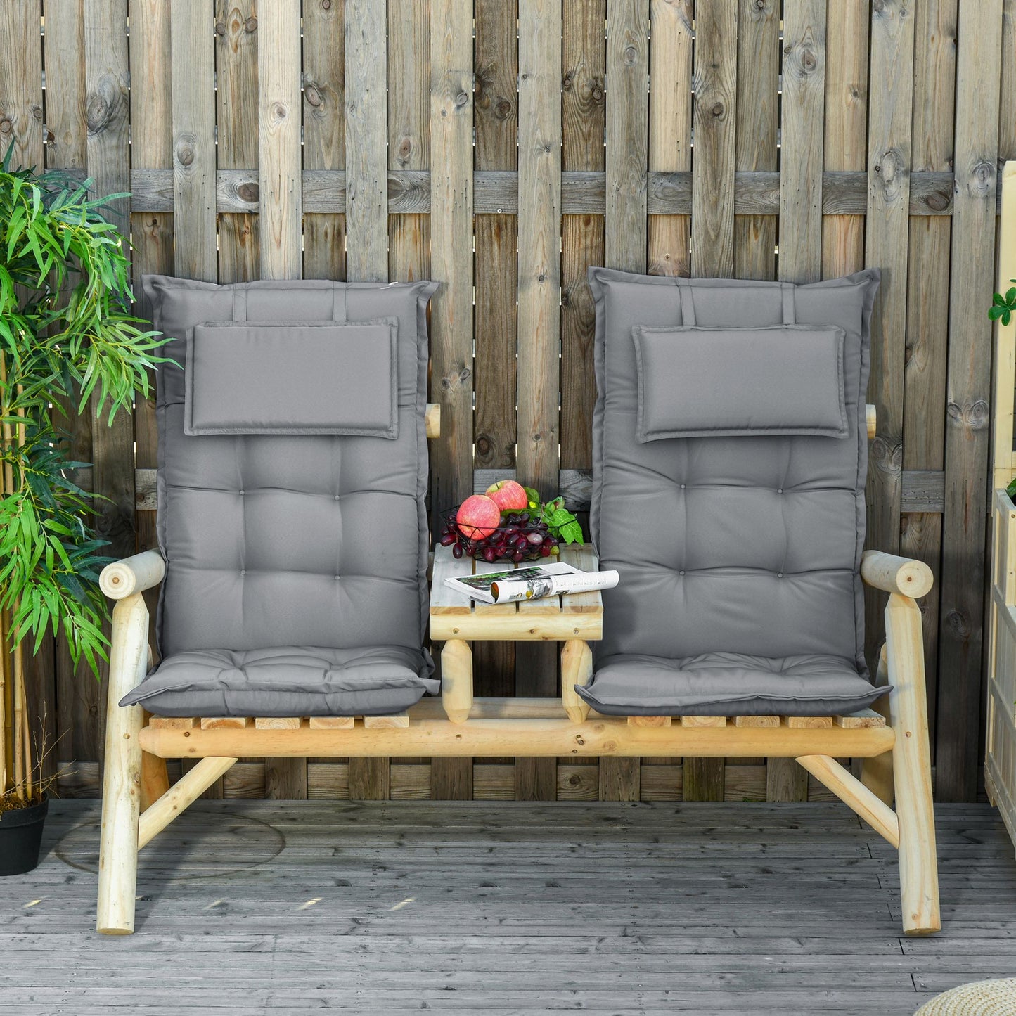 Outsunny Set of 2 Garden Chair Cushion Seat