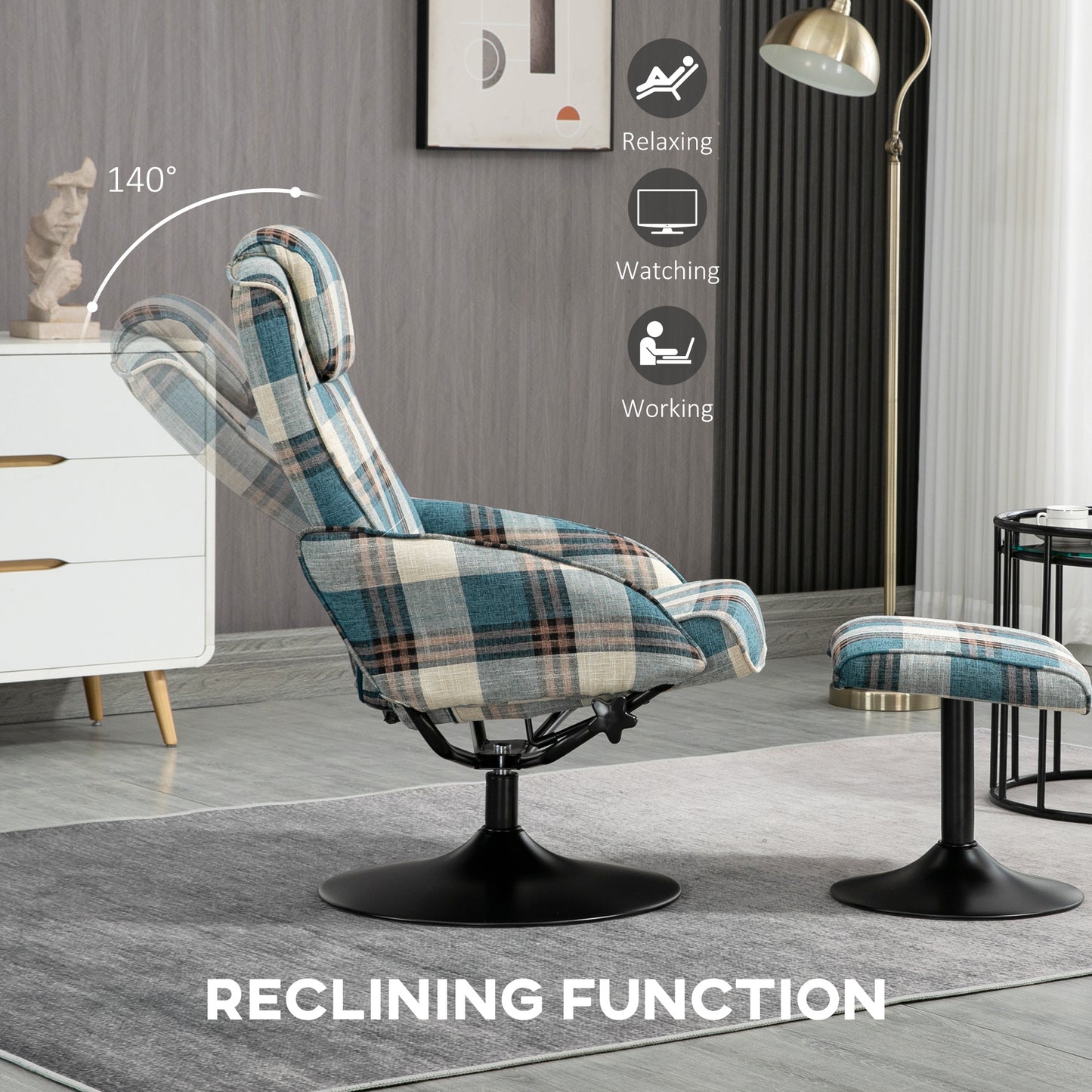 Homcom Recliner Chair and Footstool