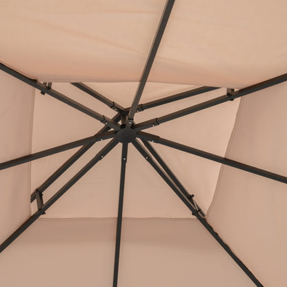 Outsunny 3(m) Gazebo Top Cover Double Tier Canopy Replacement Pavilion Roof Deep Beige