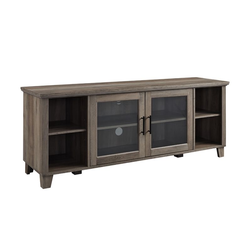 Classic TV Unit Grey Brown 6 Shelves 2 Doors