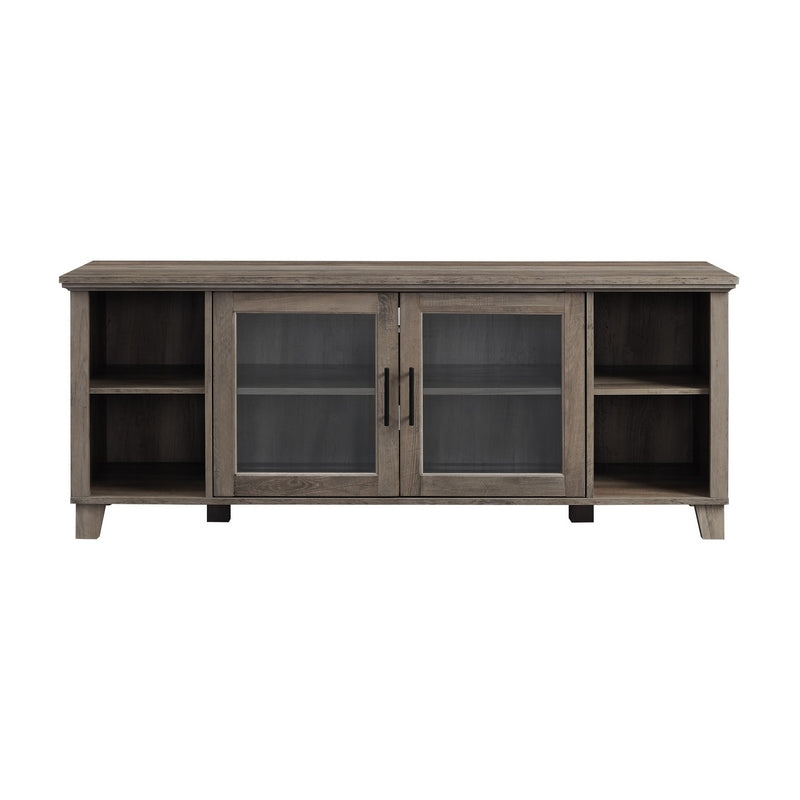 Classic TV Unit Grey Brown 6 Shelves 2 Doors