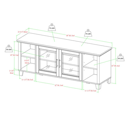 Classic TV Unit Grey Brown 6 Shelves 2 Doors