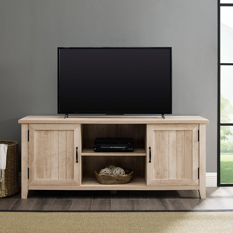 Rustic TV Unit Light Brown 6 Shelves 2 Doors