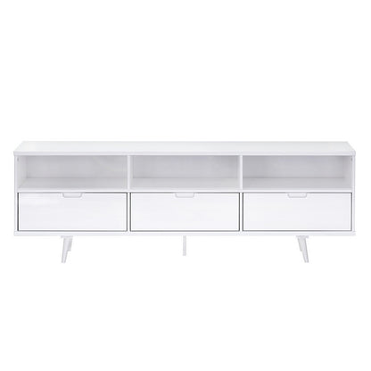 Essentials Console Table White 3 Shelves 3 Drawers