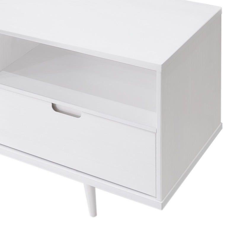 Essentials Console Table White 3 Shelves 3 Drawers