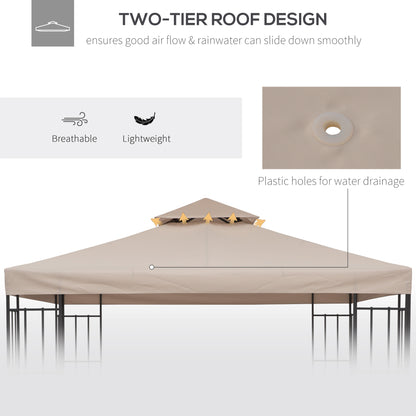 Outsunny 3(m) Gazebo Top Cover Double Tier Canopy Replacement Pavilion Roof Deep Beige