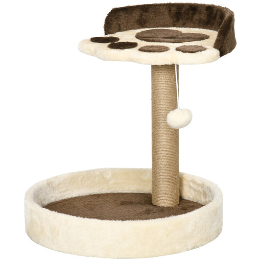 44cm Cat Tower, Cat Tree for Indoor Cats, with Sisal Cat Scratching Post, Toy Ball - Brown-0