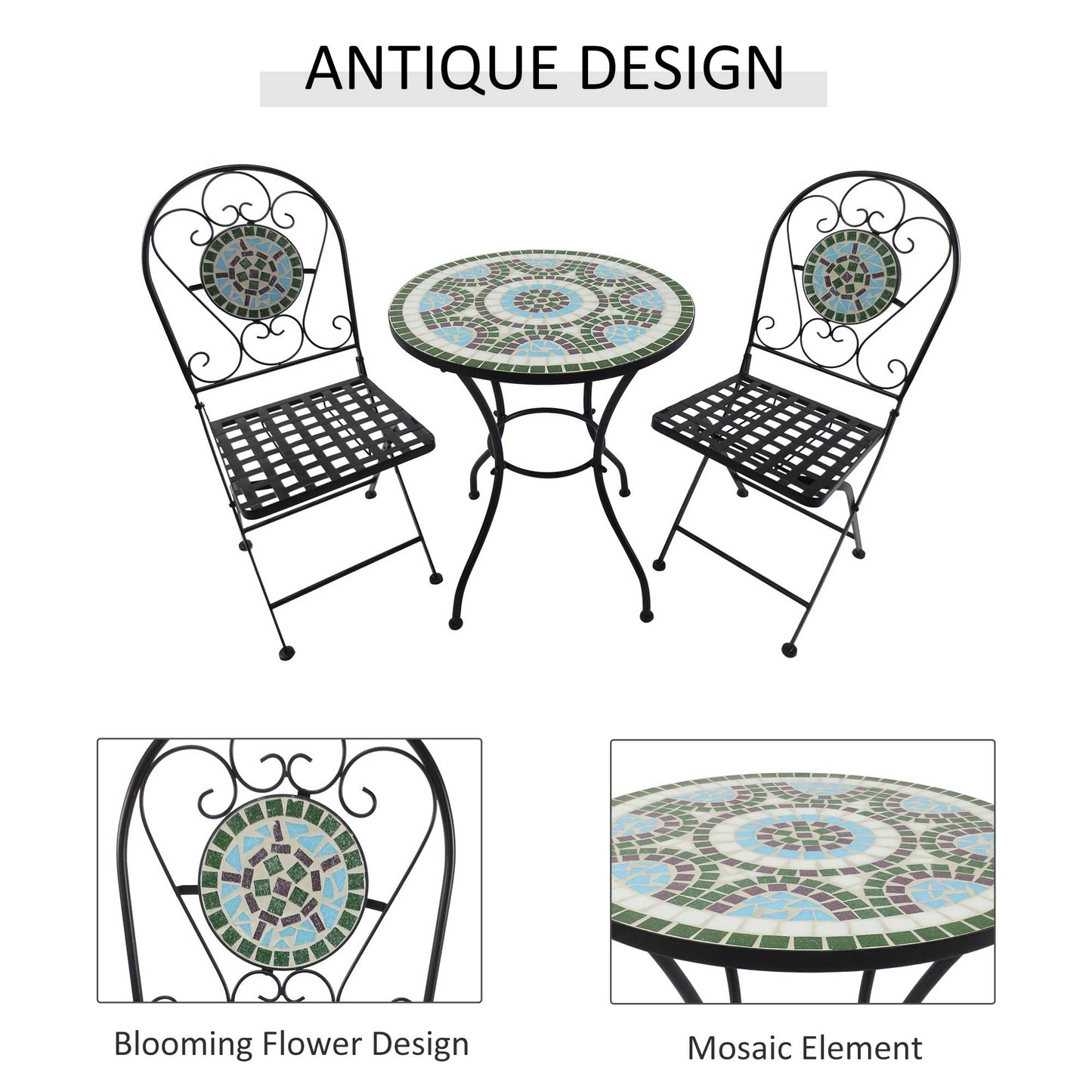 Outsunny 3Pcs Bistro Set