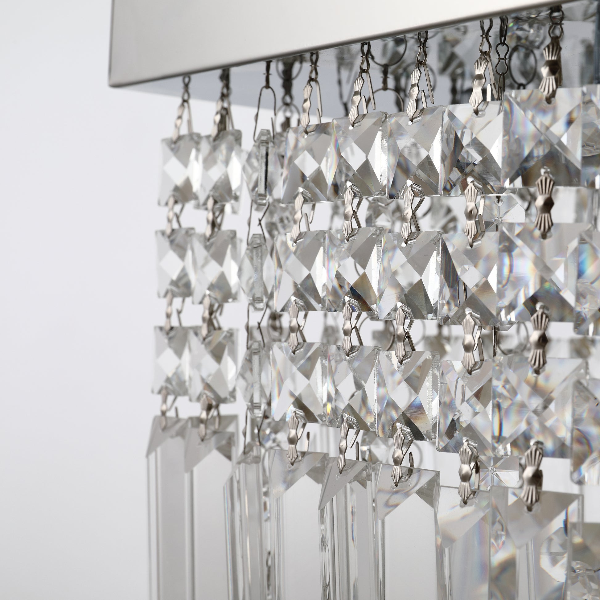 Homcom Modern Crystal Ceiling Light Square Chandelier for Home Office Hotel Silver