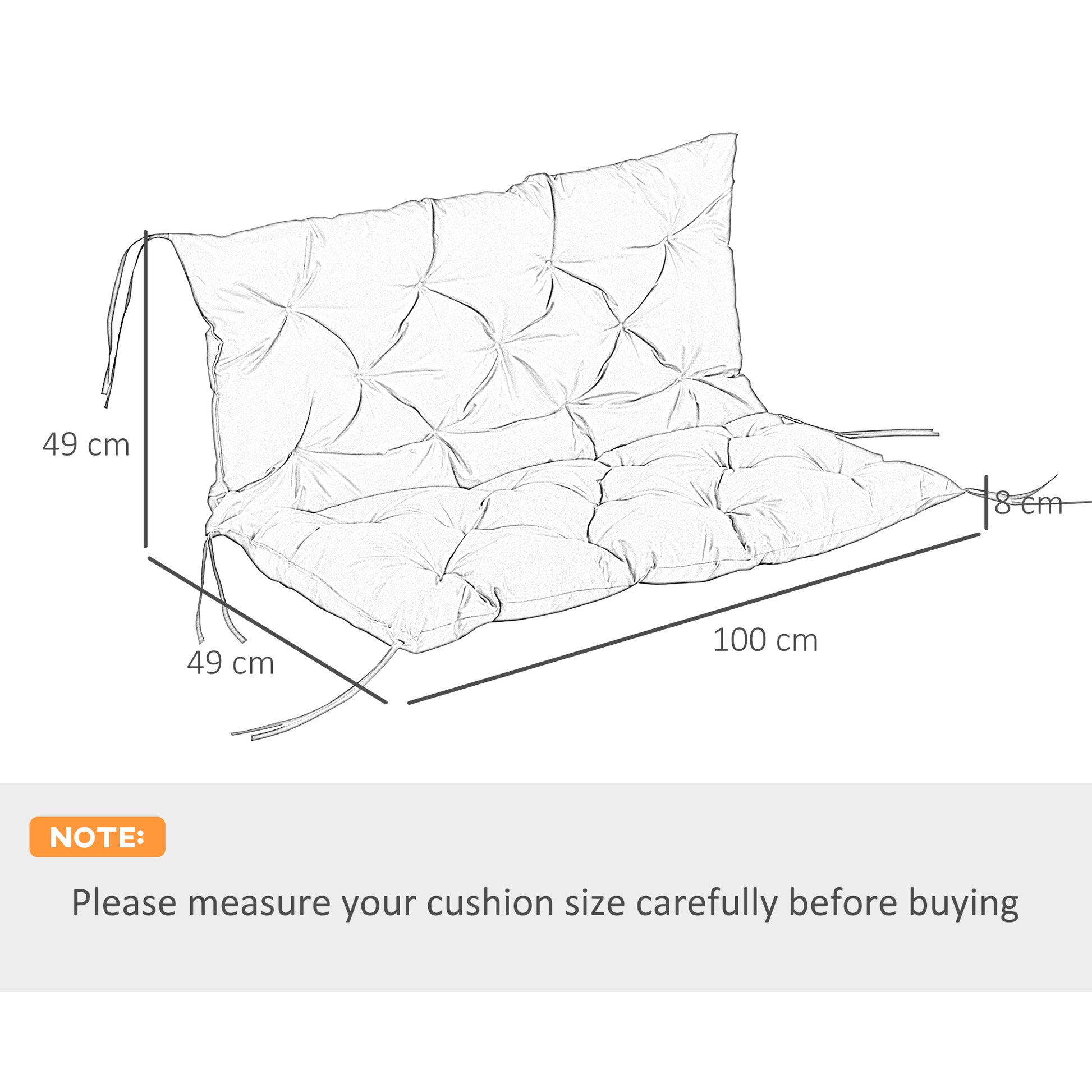 Outsunny 2 Seater Bench Cushion