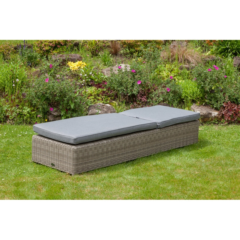 Wentworth Rattan Garden Patio Sun Lounger by Royalcraft with Grey Cushions