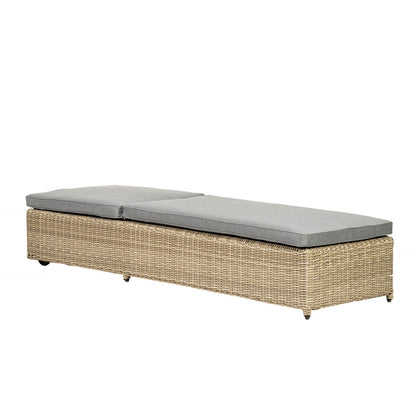 Wentworth Rattan Garden Patio Sun Lounger by Royalcraft with Grey Cushions