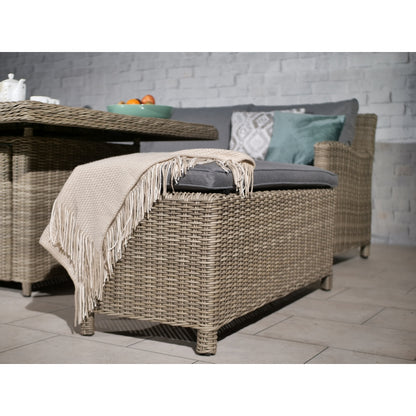 Wentworth Rattan Garden Corner Sofa by Royalcraft - 8 Seats Grey Cushions