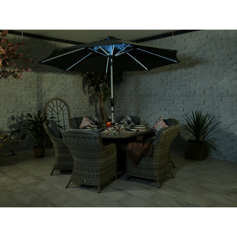 Wentworth Rattan Garden Patio Dining Set by Royalcraft - 6 Seats Grey Cushions - Croft Home & Garden