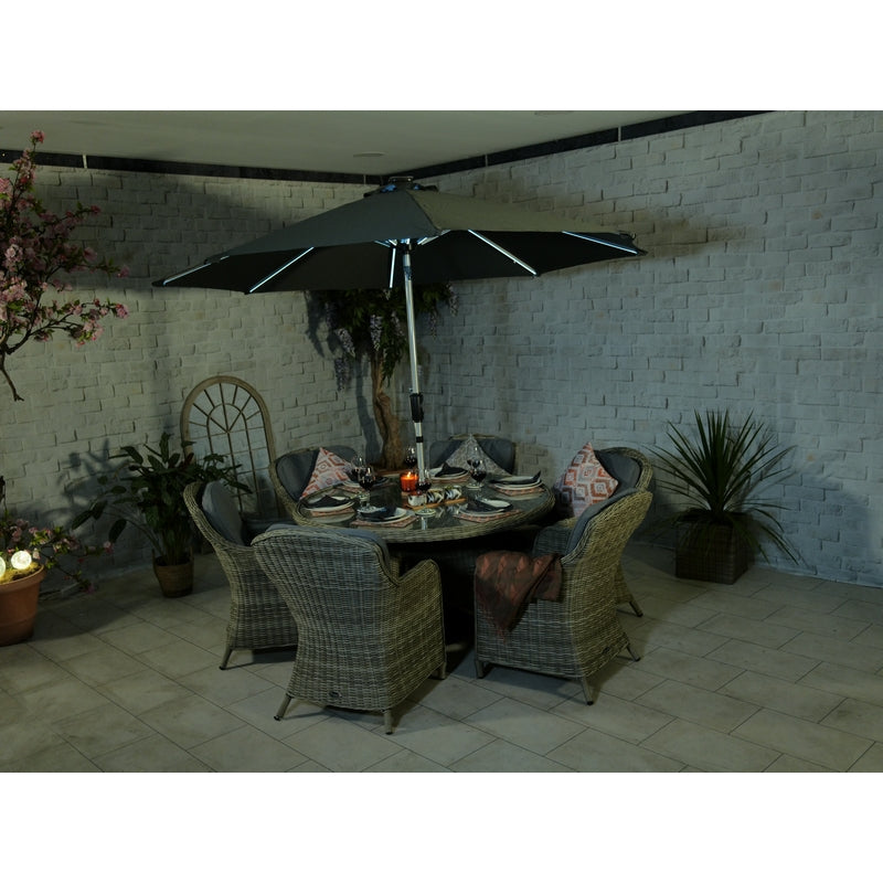 Wentworth Rattan Garden Patio Dining Set by Royalcraft - 6 Seats Grey Cushions - Croft Home & Garden