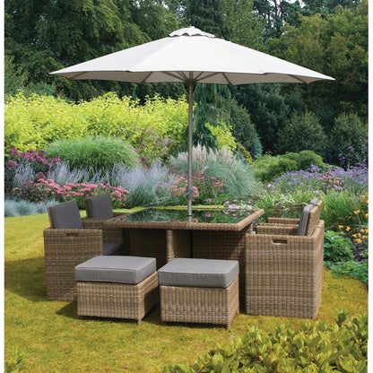 Wentworth Rattan Garden Patio Dining Set by Royalcraft - 8 Seats Grey Cushions - Croft Home & Garden