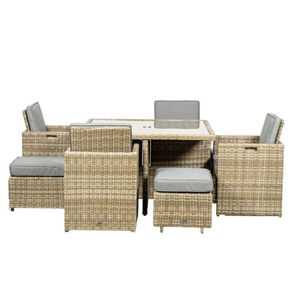 Wentworth Rattan Garden Patio Dining Set by Royalcraft - 8 Seats Grey Cushions - Croft Home & Garden