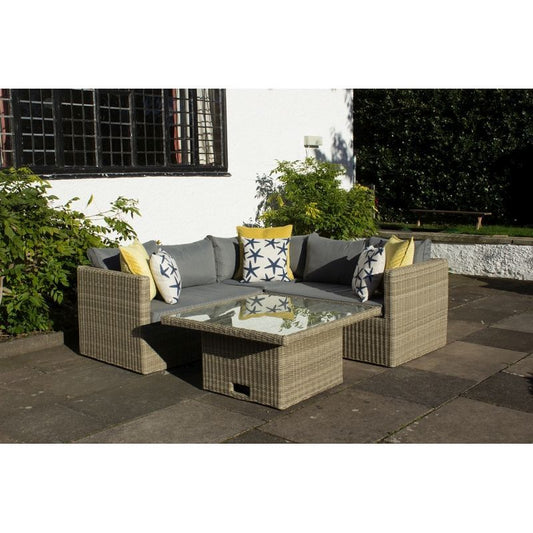 Wentworth Rattan Garden Corner Sofa by Royalcraft - 5 Seats Grey Cushions