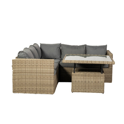 Wentworth Rattan Garden Corner Sofa by Royalcraft - 5 Seats Grey Cushions