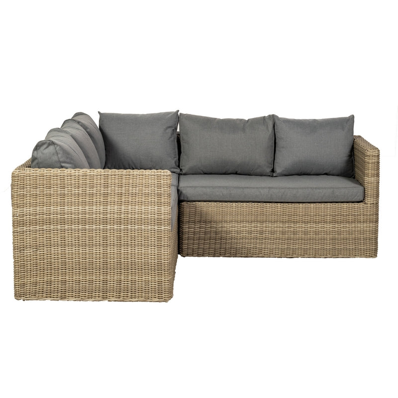 Wentworth Rattan Garden Corner Sofa by Royalcraft - 5 Seats Grey Cushions