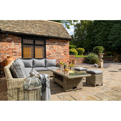 Wentworth Rattan Garden Corner Sofa by Royalcraft - 7 Seat Grey Cushions