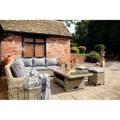 Wentworth Rattan Garden Corner Sofa by Royalcraft - 7 Seat Grey Cushions