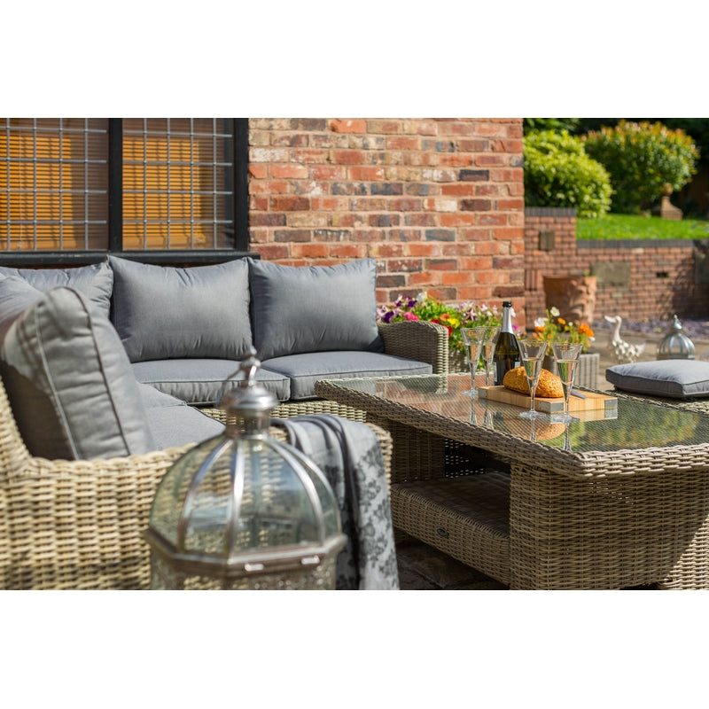 Wentworth Rattan Garden Corner Sofa by Royalcraft - 7 Seat Grey Cushions