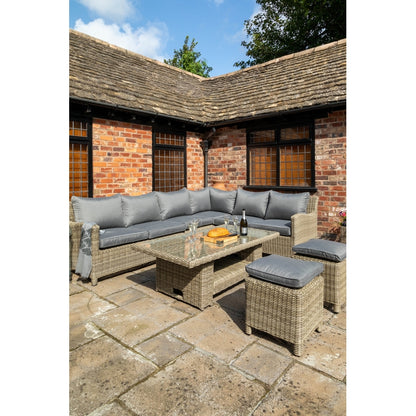 Wentworth Rattan Garden Corner Sofa by Royalcraft - 7 Seat Grey Cushions