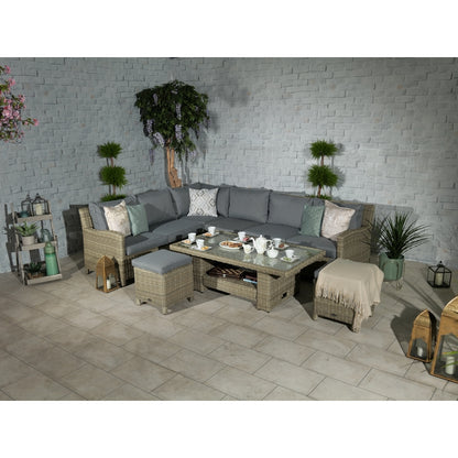 Wentworth Rattan Garden Corner Sofa by Royalcraft - 7 Seat Grey Cushions