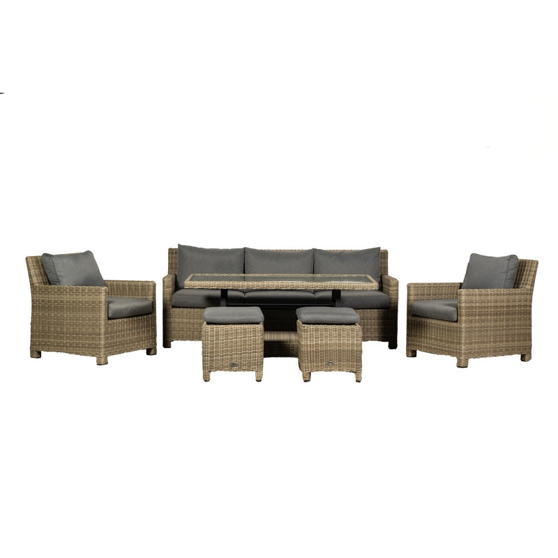 Wentworth Rattan Garden Patio Dining Set by Royalcraft - 5 Seats Grey Cushions - Croft Home & Garden