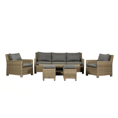 Wentworth Rattan Garden Patio Dining Set by Royalcraft - 5 Seats Grey Cushions - Croft Home & Garden