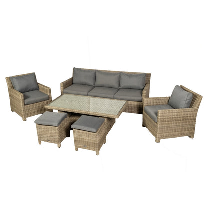 Wentworth Rattan Garden Patio Dining Set by Royalcraft - 5 Seats Grey Cushions - Croft Home & Garden