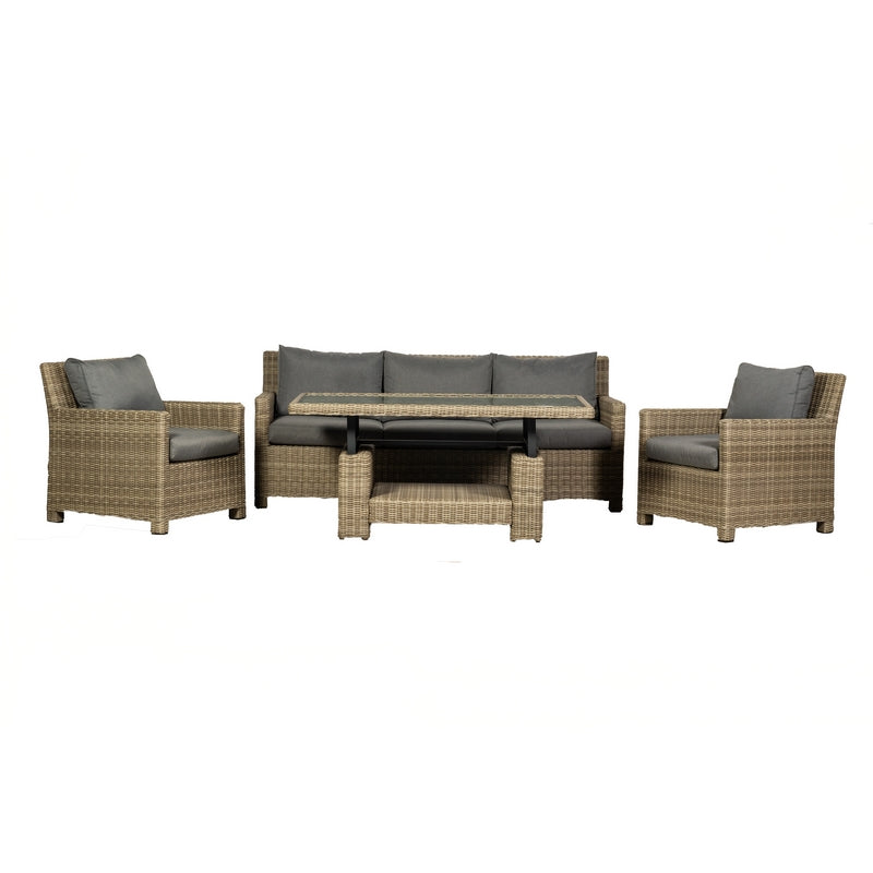 Wentworth Rattan Garden Patio Dining Set by Royalcraft - 5 Seats Grey Cushions - Croft Home & Garden