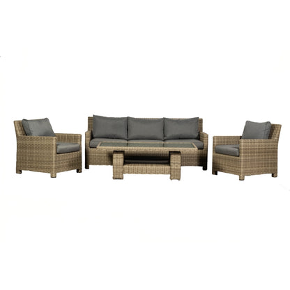 Wentworth Rattan Garden Patio Dining Set by Royalcraft - 5 Seats Grey Cushions - Croft Home & Garden