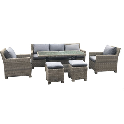 Wentworth Rattan Garden Patio Dining Set by Royalcraft - 5 Seats Grey Cushions - Croft Home & Garden