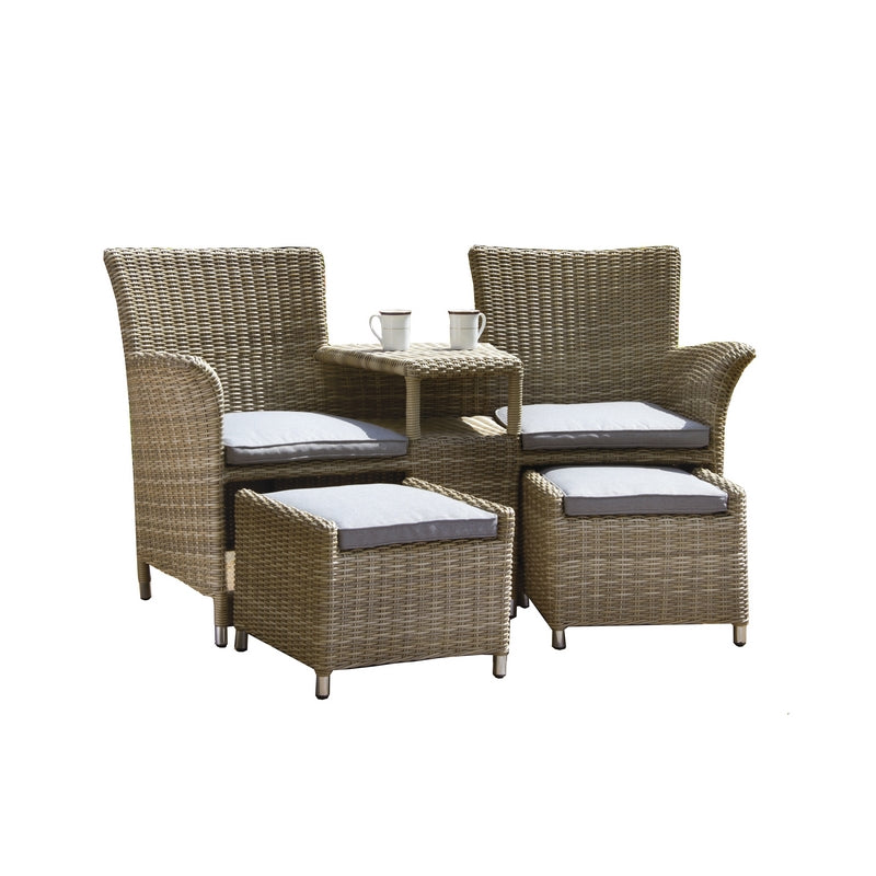 Wentworth Rattan Garden Patio Dining Set by Royalcraft - 2 Seats Grey Cushions - Croft Home & Garden