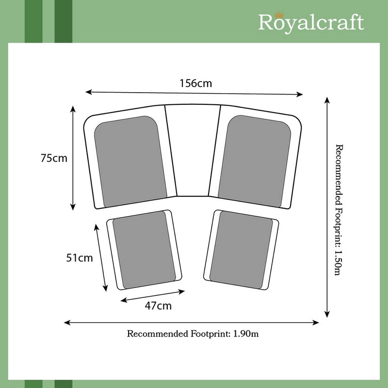 Wentworth Rattan Garden Patio Dining Set by Royalcraft - 2 Seats Grey Cushions - Croft Home & Garden