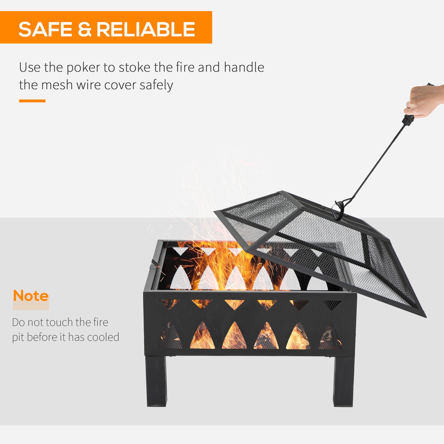 Outsunny 66cm Outdoor Fire Pit with Screen Cover