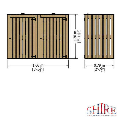 Shire 5' 5" x 2' 7" Flat Bin Store - Budget 12mm Cladding Slatted