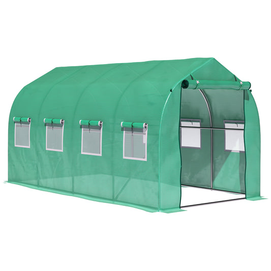 Outsunny 4x2 m Polytunnel Walk-in Greenhouse-Green