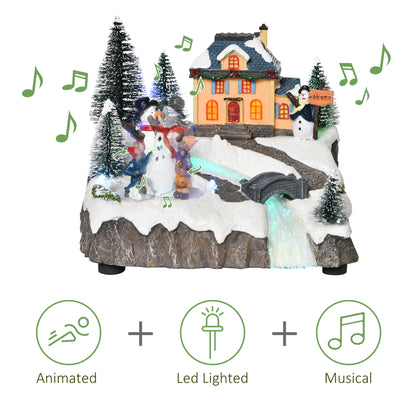 Homcom Animated Christmas Village Scene Musical Holiday Decoration with LED Light