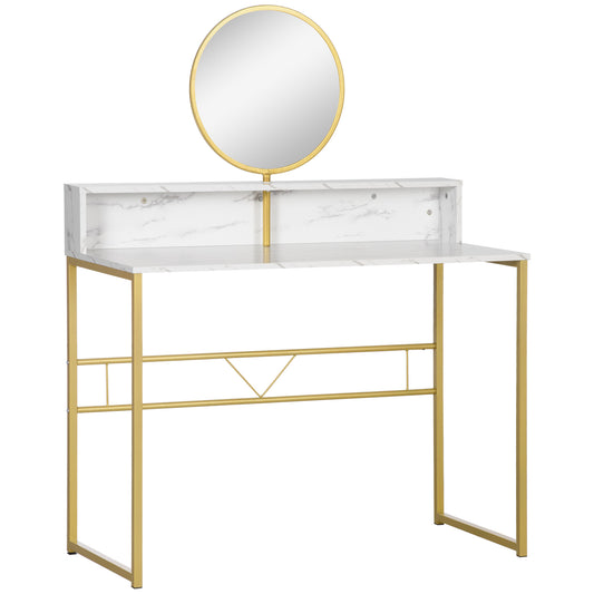 Homcom Modern Dressing Table with Round Mirror