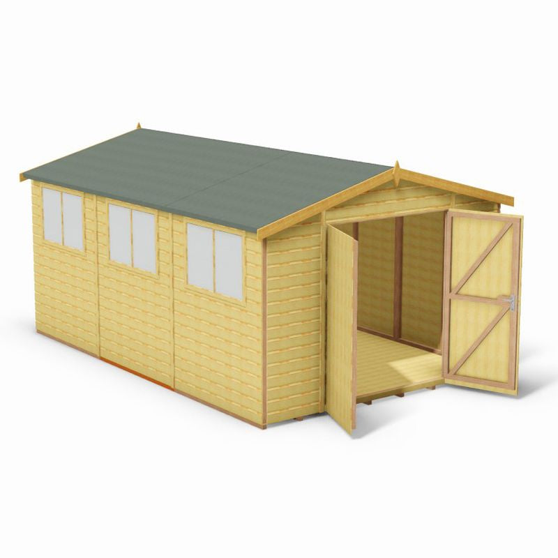 Shire Workspace 10' 4" x 15' 4" Apex Shed - Premium Dip Treated Shiplap